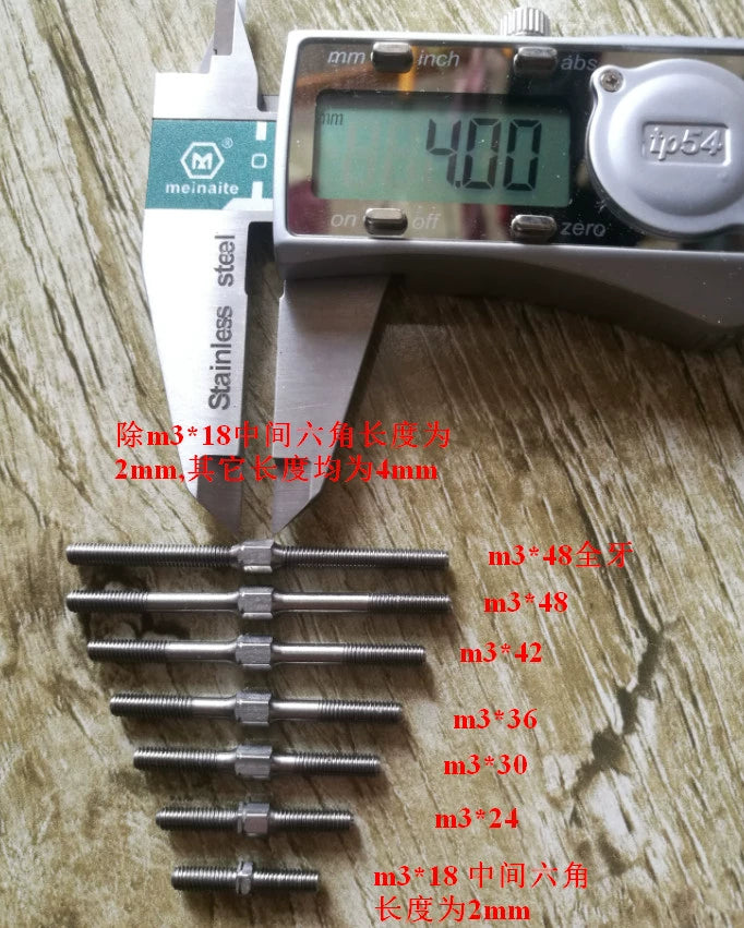 M3 Double Head Stainless Steel Tie Rod for YOKOMO YD2 Sakura MST 1/10 Rc Drift Car 10pcs