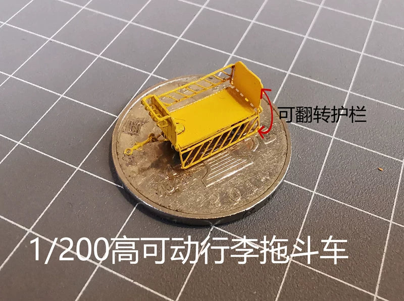 1:200 Airport Scene Model TUG Luggage Transport System MH-50 Trailer TUG660 Luggage Transfer Truck