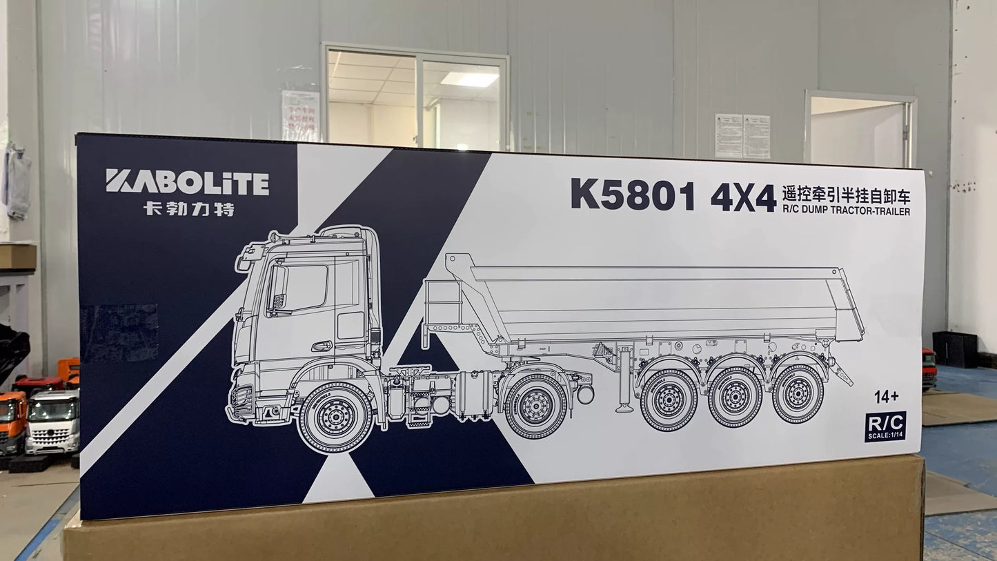 Kabolite K5801 1/14 4X4 RC Tractor Truck WITH 3 Axles Electric Lifting Dump Trialer RTR