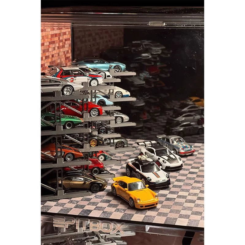 1:64 Alloy Car Model 3D Printing Three-dimensional Car Parking Location with Transparent Display Box