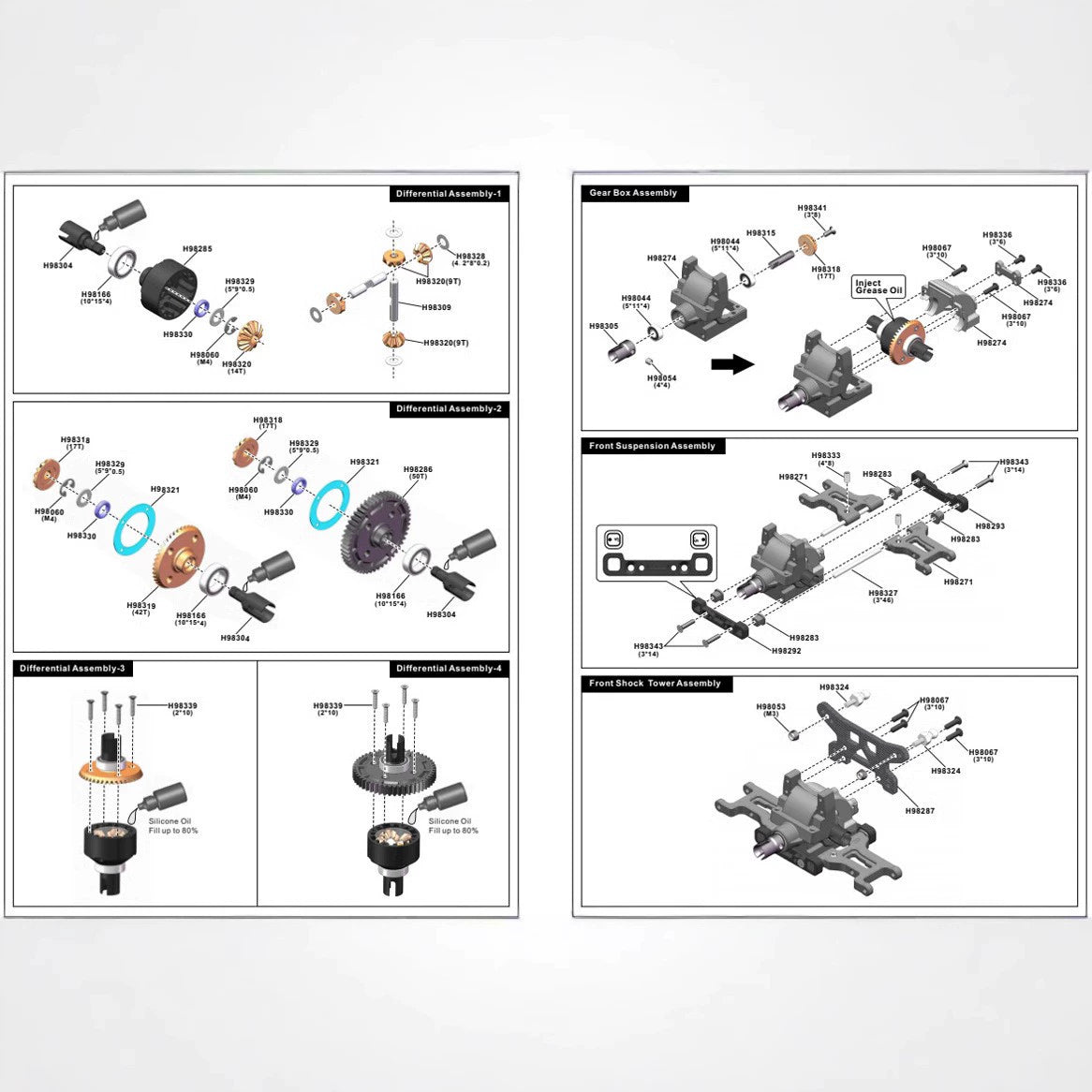 HNR H9804 Rc Car Parts Swing Arm C Seat Drive Shaft Steering Seat Rear Axle Seat