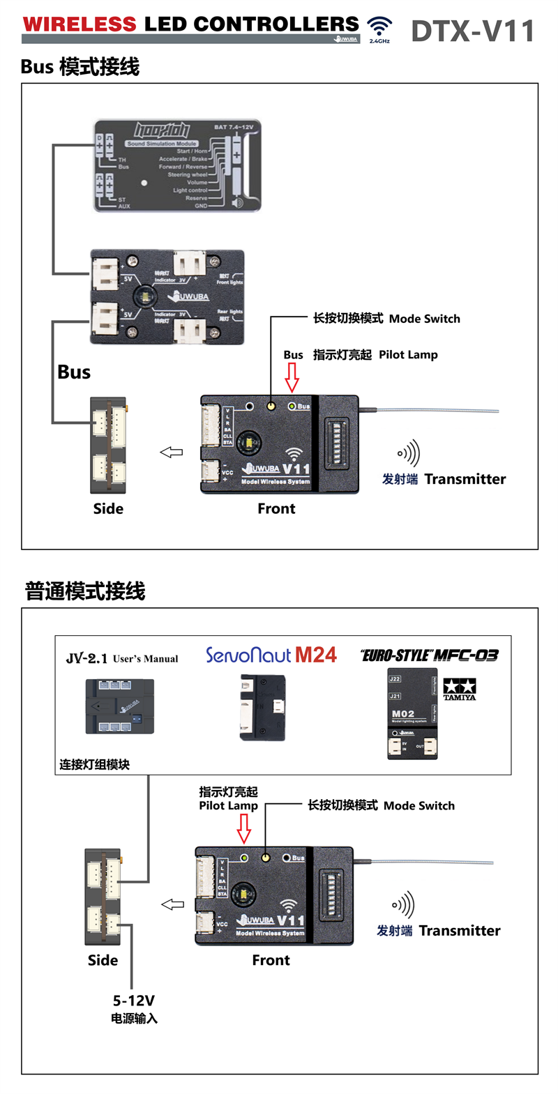 JWB TAMIYA 1/14 RC TRACTOR DTX-V11 DRX-V11 Wireless Light Control System