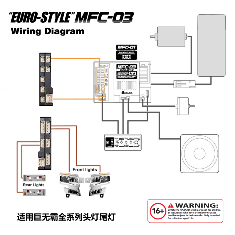 juwuba TAMIYA1/14 RC TRACTOR MFC-01 MFC-03 4 IN 1 Light Adapter Module KZQ-M02