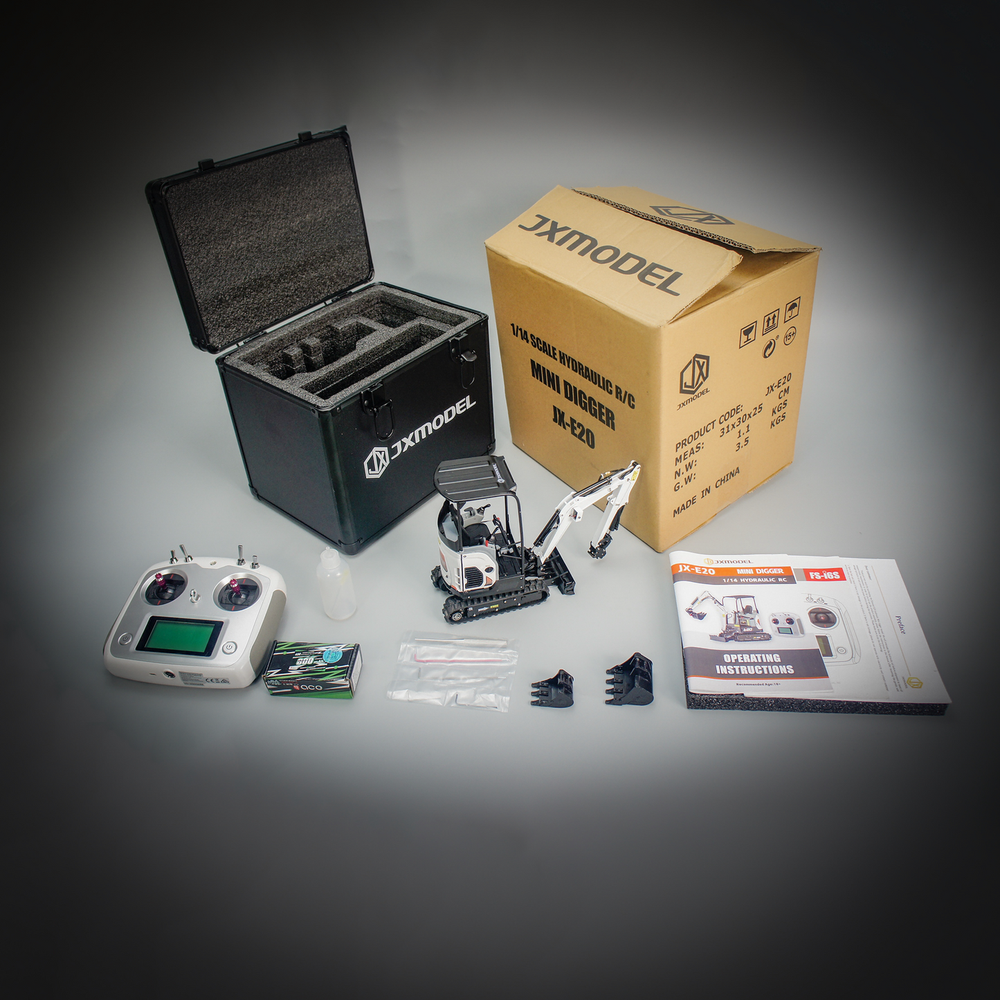 JXMODEL JX-E20-V2.0 RC Micro Desktop Metal Hydraulic Excavator RTR