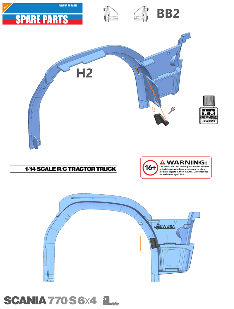 1/14 Tamiya Scania 770S 56368 56371 Rc Tractor Front Eyebrow Light BB2 KZB-02B
