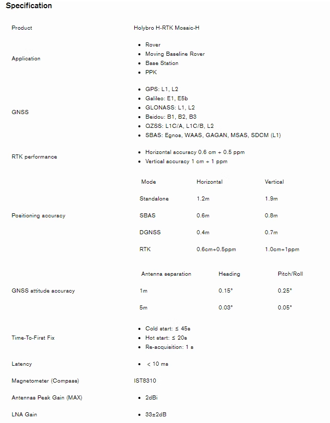 Holybro H-RTK Mosaic-H Dual Antenna Heading