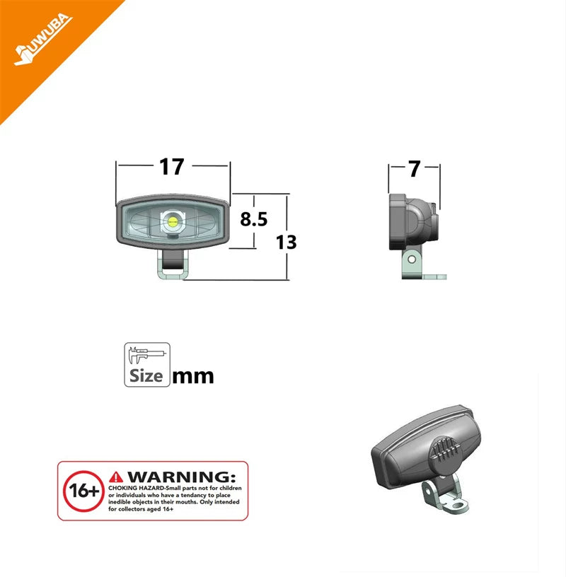 JUWUBA  LED Light Roof Spotlight FOR 1/14 Tamiya Rc Tractor C-01BK