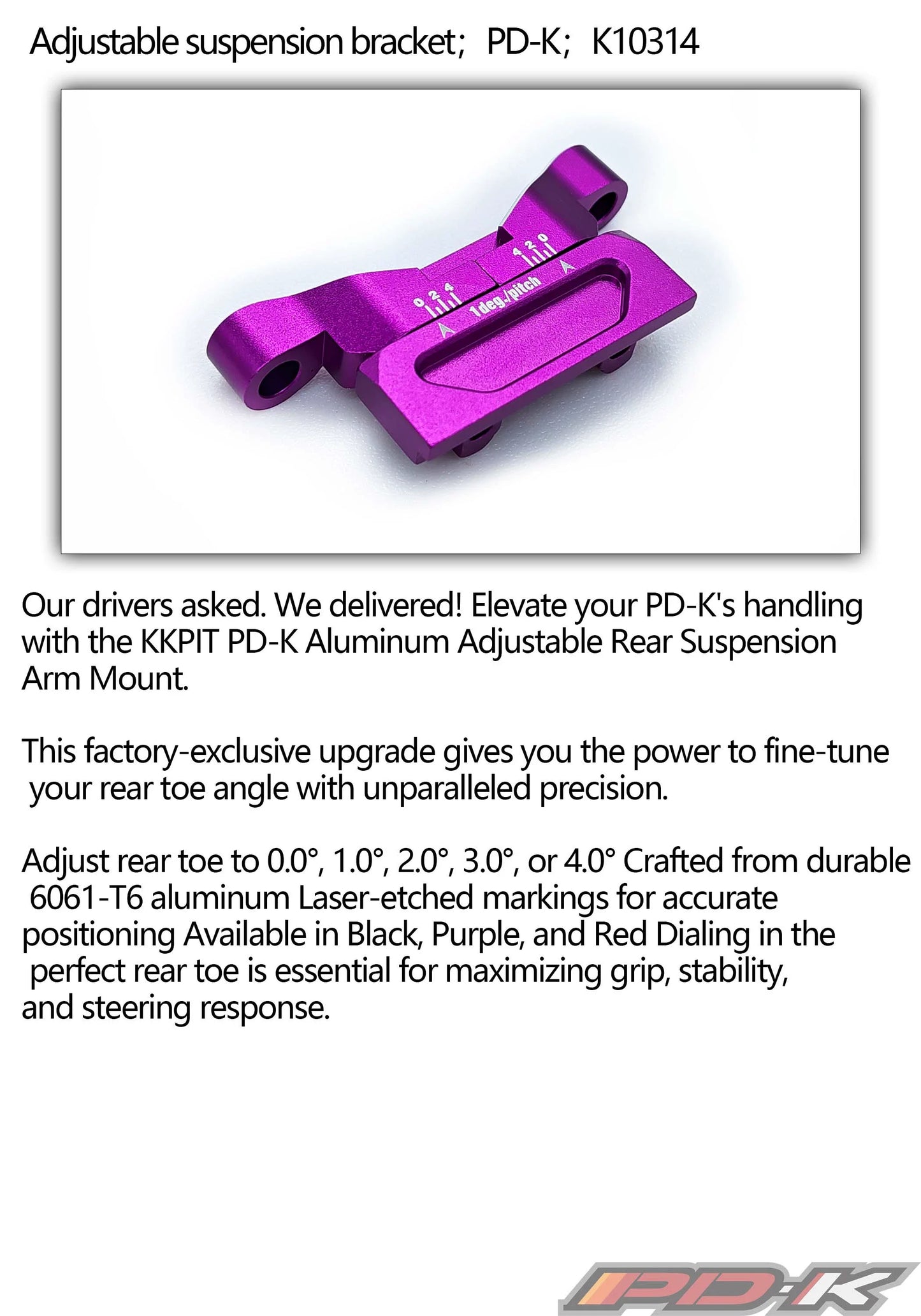 KKPIT PDK 1/10 Rc Drift Car Metal Adjustable Rear Arm Yard Rear 31913K