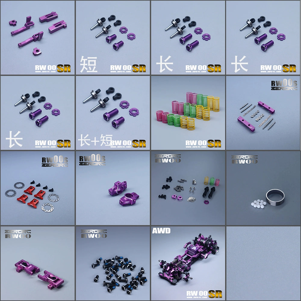 ZERORC RW00SR AWD 1/24 RC DRIFT CAR KIT WITH OP PART
