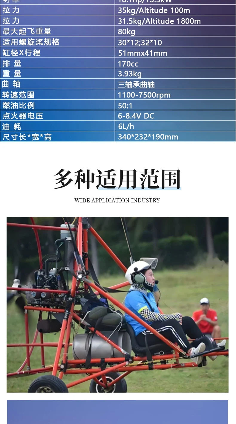 ZT Engine ZT-T170 RC Model Aircraft Fixed-wing 170cc Twin-cylinder Two-stroke Engine