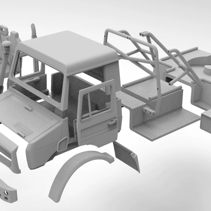 PLA 3d Printed Unimog shell with Interior for TRX4 1/10 Rc Car Wheelbase 313mm