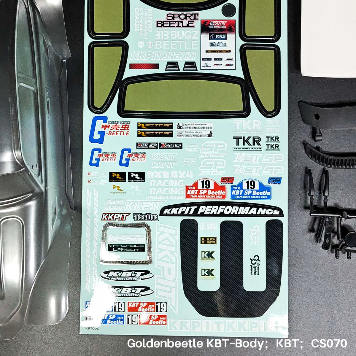 KKPIT-1/8 PC1.5 Transparent Beetle 360MM Car Shell KBT/KPM-71011