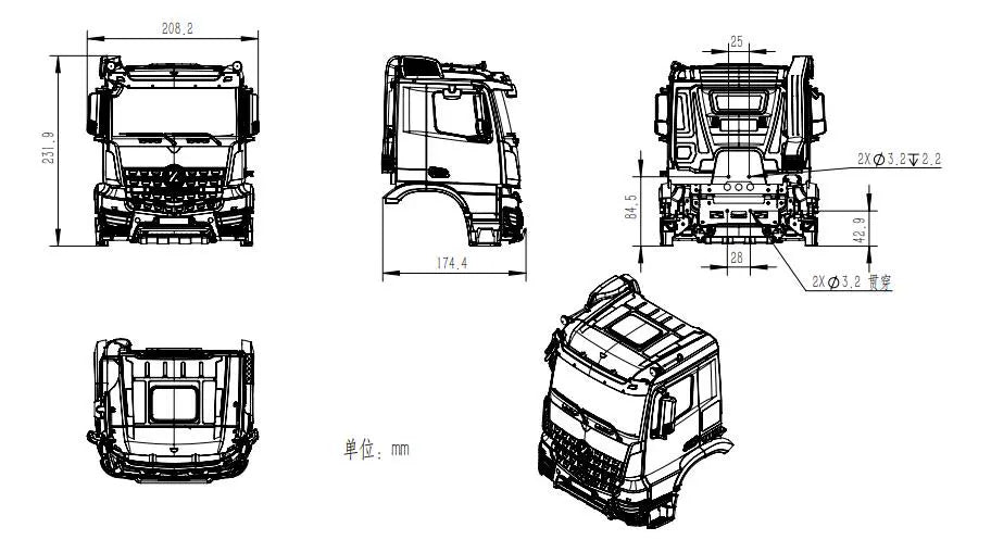 1/14 Kabolite Rc Truck 3363 Cab KIT