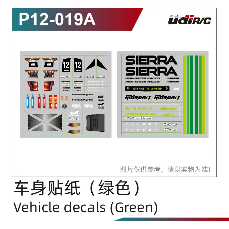 UDIRC S12 1203 Pro Rc Car Body/Stickers/Wheels/Crash/Shock Absorber Chassis Plastic Parts