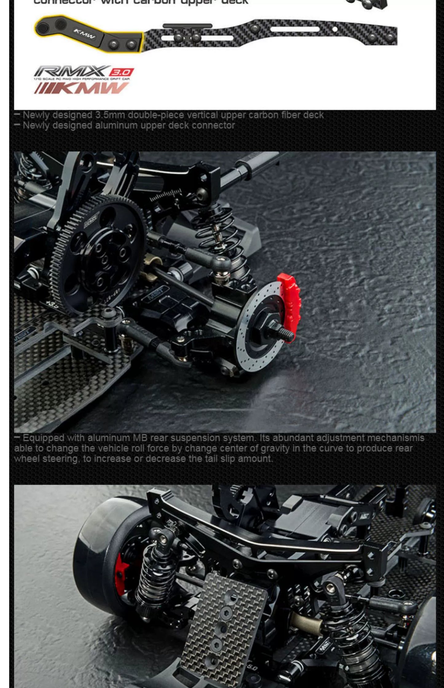 MST RMX3.0 KMW 1/10 Full OP RRX RC DRIFT CAR Frame 532195BK