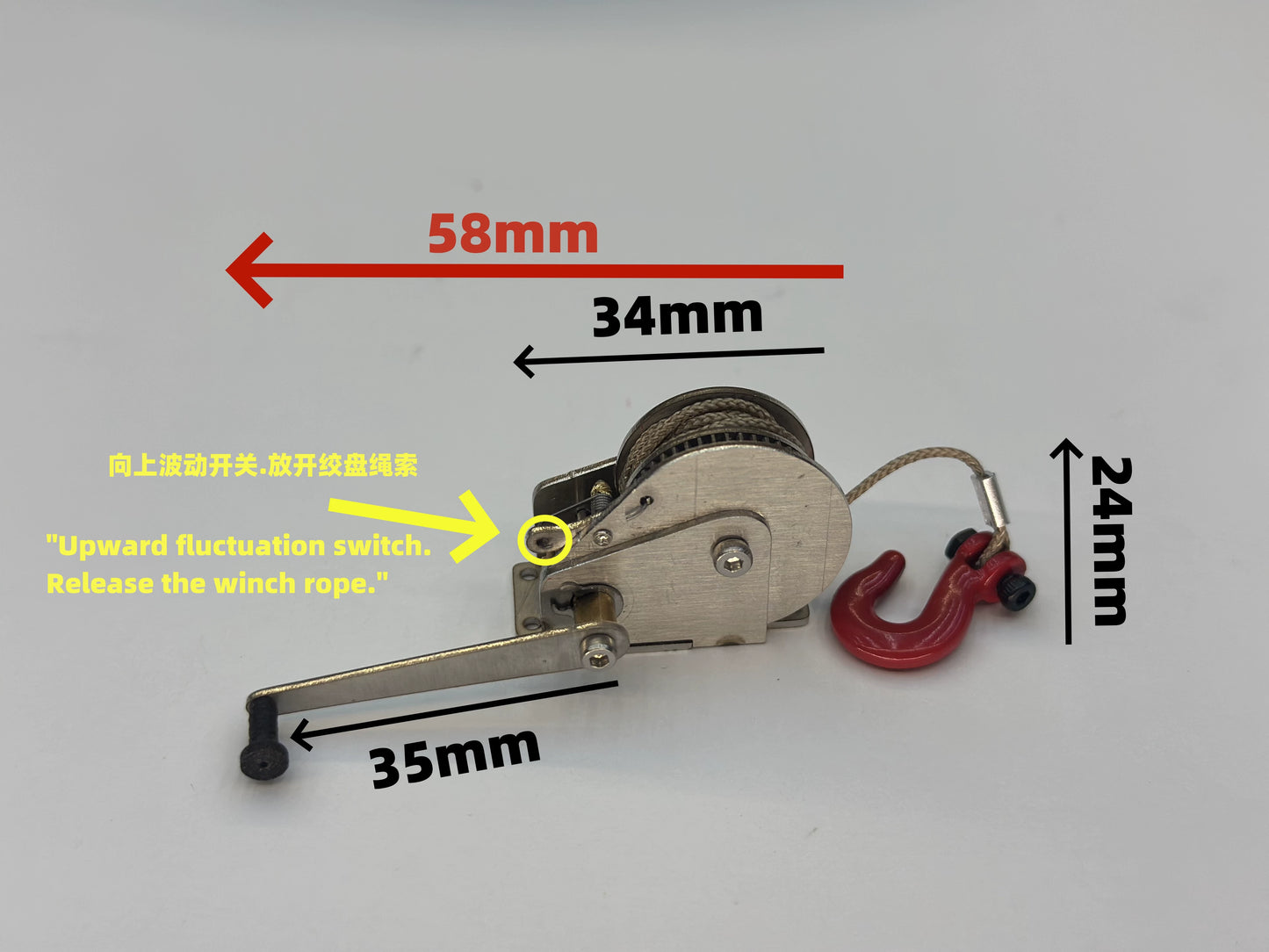 1/10 Miniature Hand Crank D Metal Ratchet Winch for Rc Car Toy