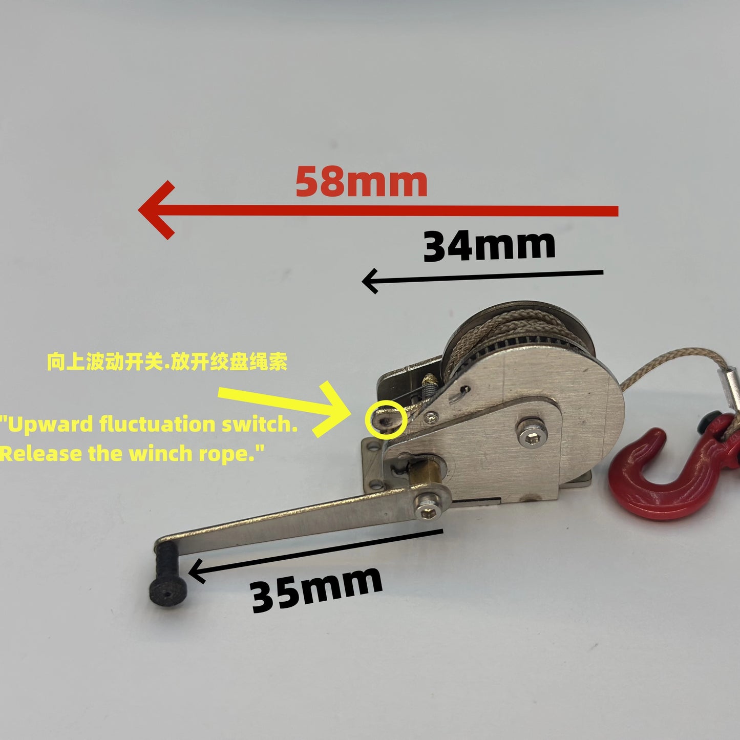 1/10 Miniature Hand Crank D Metal Ratchet Winch for Rc Car Toy