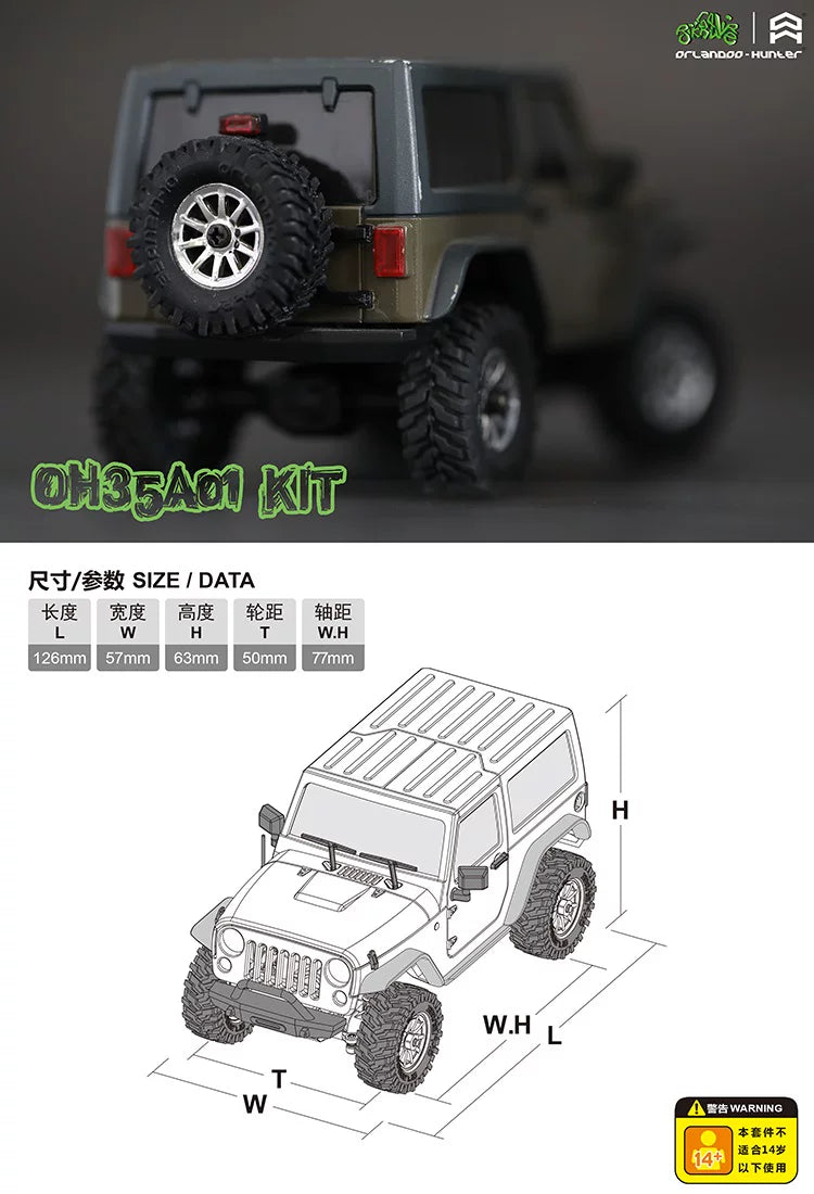 Orlandoo Hunter A01 1/35 FULL OP Brushless RC Climbing Wrangler Crawler CAR RTR