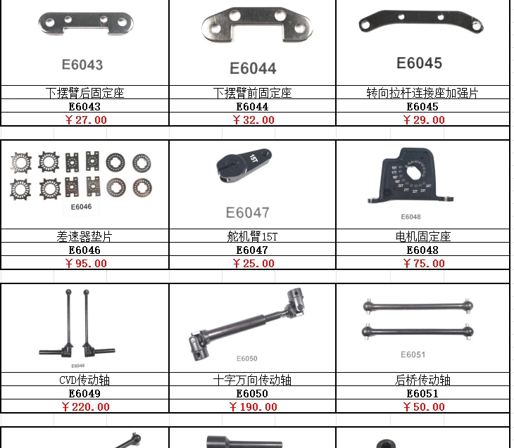 TRACTION HOBBY KM 1/6 CHALLENGER RC CAR Repair Parts
