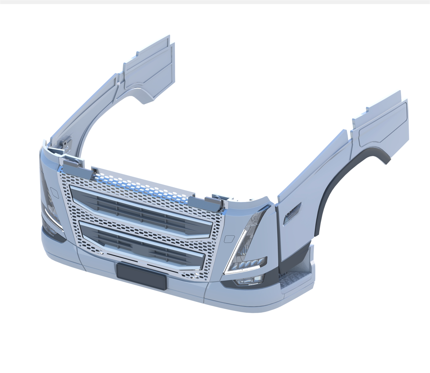 JUWUBA 1/14 tamiya FH16 750 Front Bumper OP WITH Headlight Kit