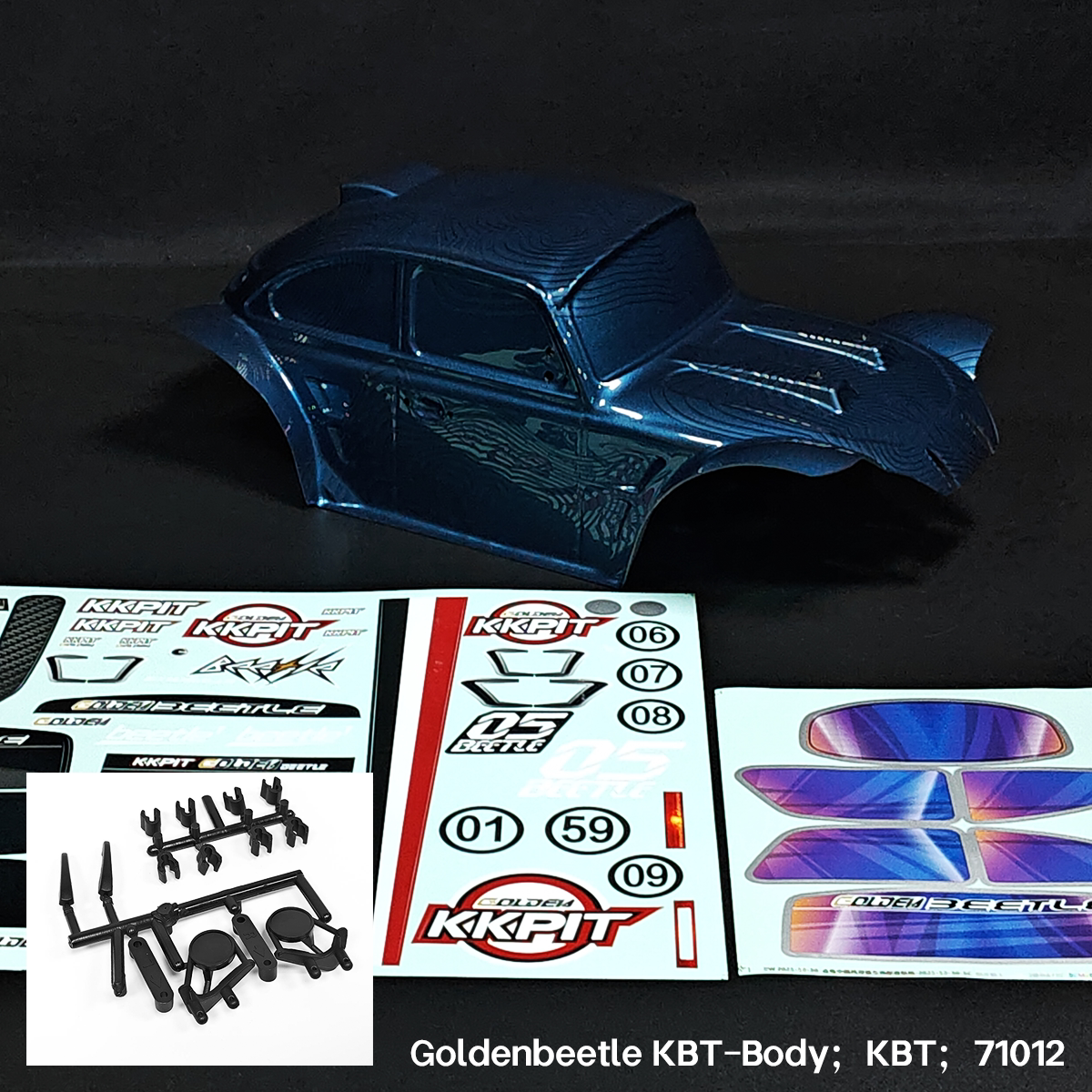 KKPIT-1/8 PC1.5 Dark Blue Beetle 360MM Car Shell KBT/KPM -71012