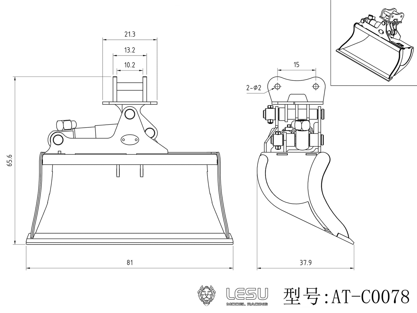 LESU 1/14 PC30 RC Excavator AT-C0078 Hydraulic Simulation Tilt Bucket