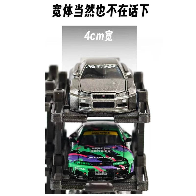 1:64 Alloy Car Model 3D Printing Three-dimensional Car Parking Location with Transparent Display Box