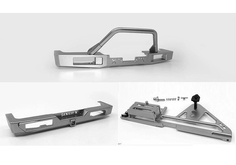 CAPO SIXER1 Samurai Jimney Rc Car Front Bar Rear Bar Spare Tire Rack Silver Set