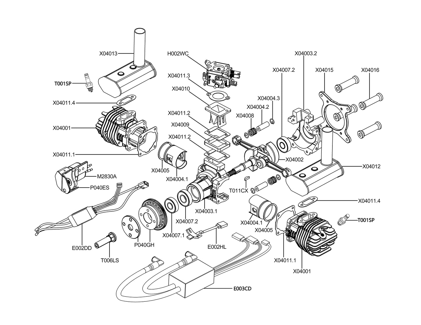 EPHIL X-40cc-T PRO RC Fixed-wing Aircraft Gasoline Engine WITH Electric Start