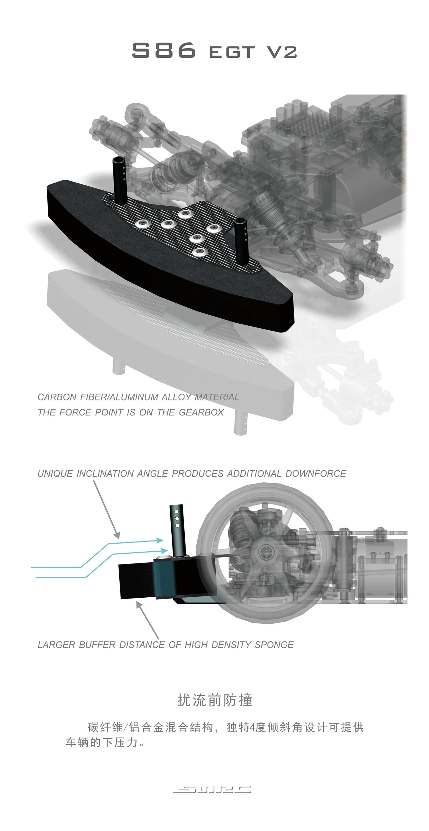 SNRC S86EGT V2 330 360 406 1/8 Rc Car Frame KIT