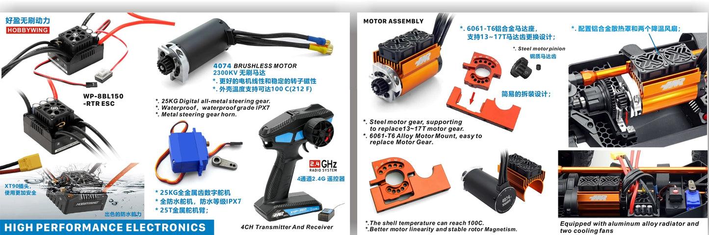 HNR H9902 1/8 4wd Brushless X-MARS MT Rc Car RTR