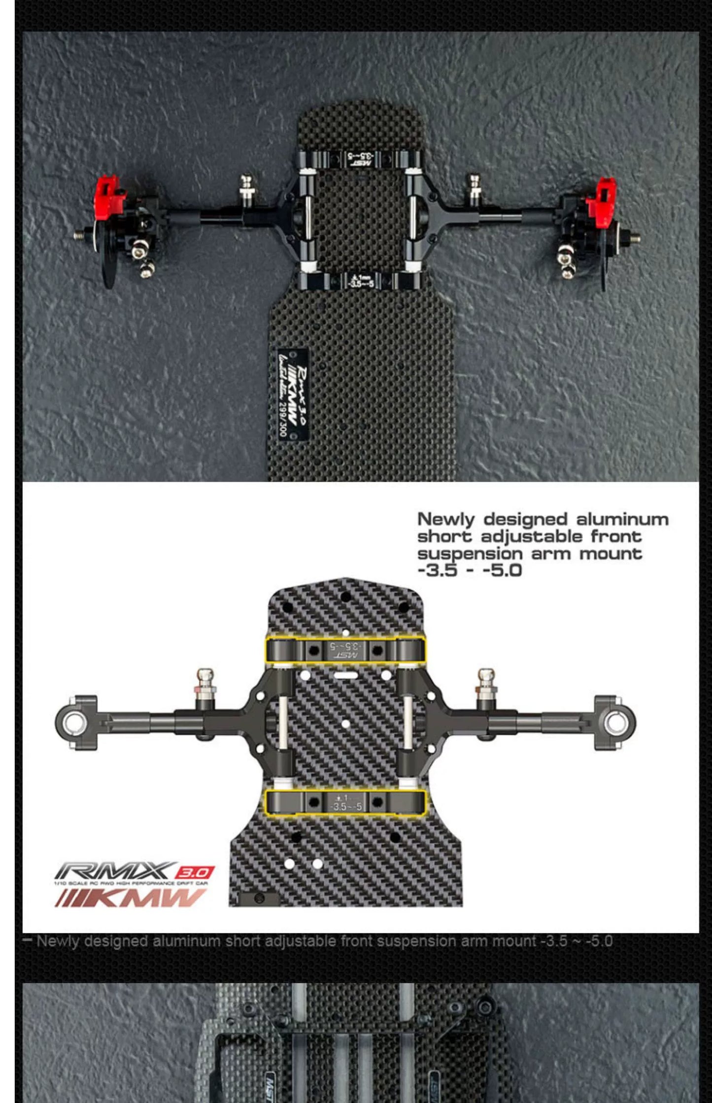 MST RMX3.0 KMW 1/10 Full OP RRX RC DRIFT CAR Frame 532195BK
