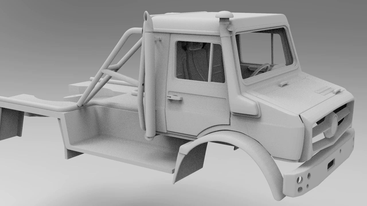 PLA 3d Printed Unimog shell with Interior for TRX4 1/10 Rc Car Wheelbase 313mm