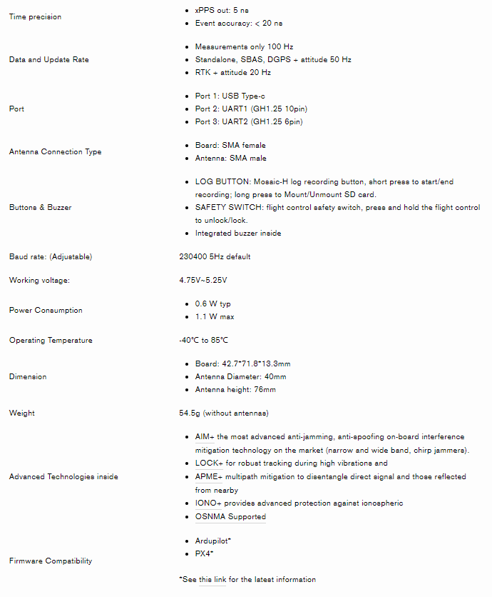 Holybro H-RTK Mosaic-H Dual Antenna Heading