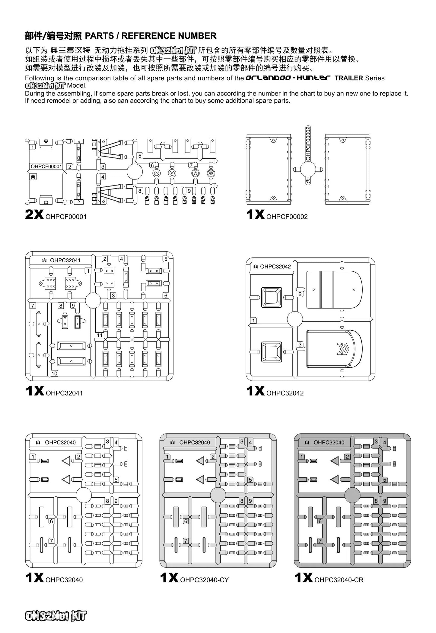 Orlando Hunter OH32N01 RC Trailer Camper RV Assembly KIT