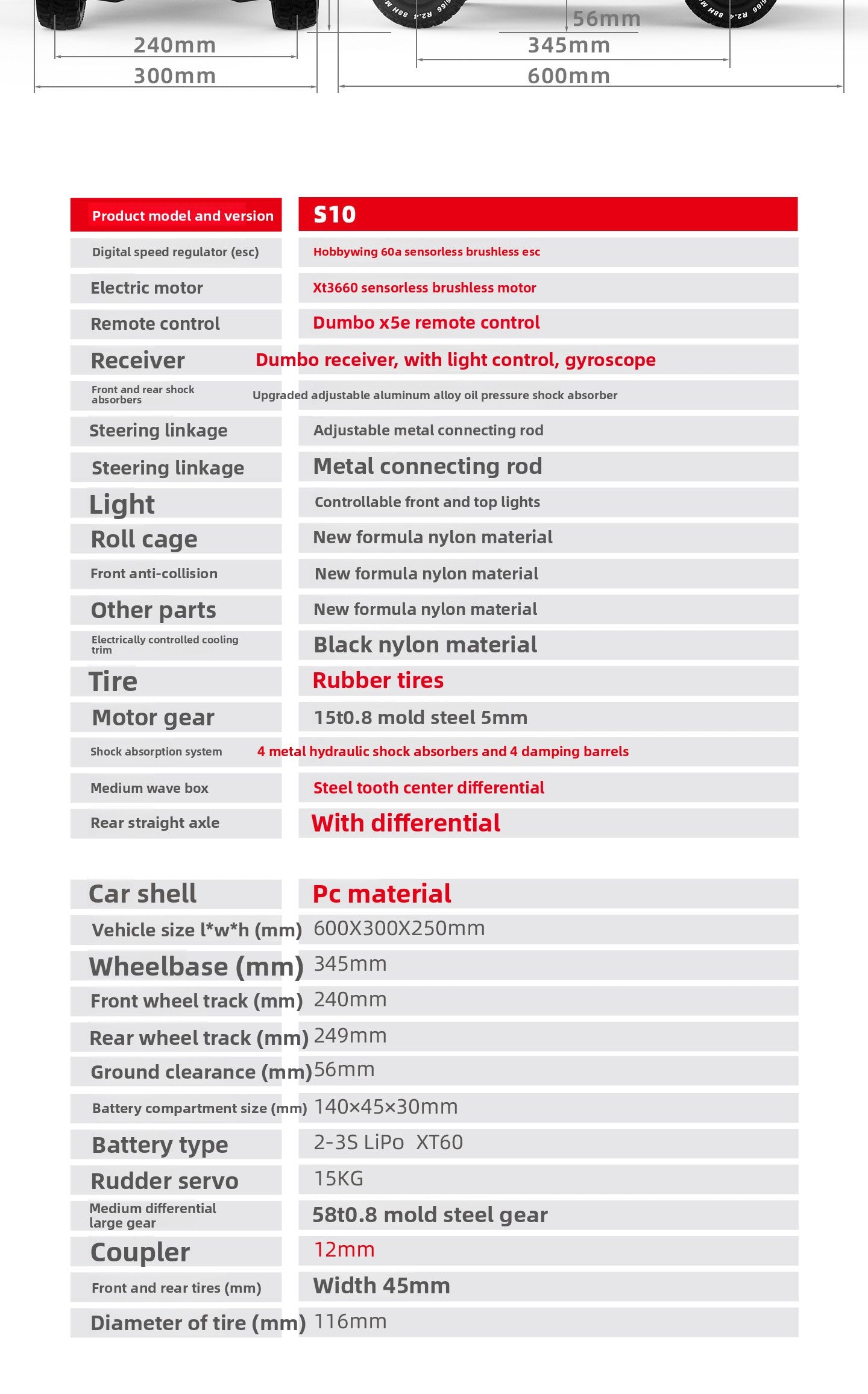 UDIRC UD1002 PLUS S10 1/10 4WD Brushless RC CAR RTR