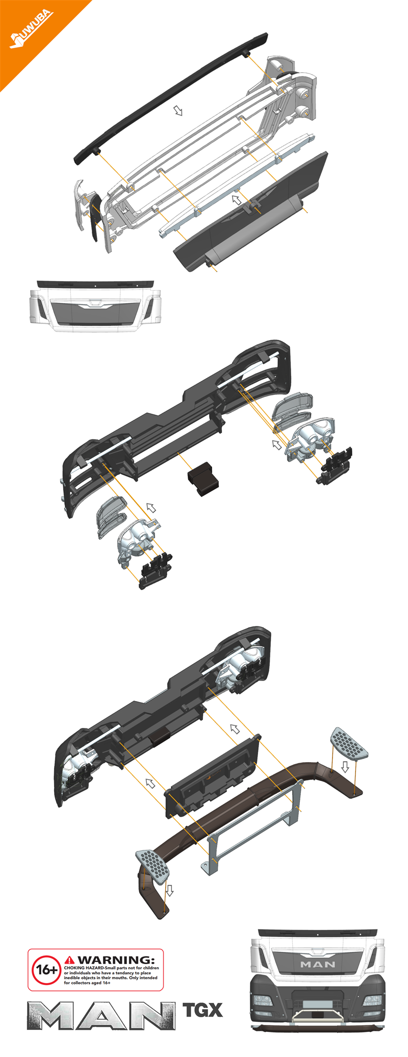 1/14 Tamiya 56325 56332 56350 MAN TGX Euro 6 Rc Truck Bumper Kit