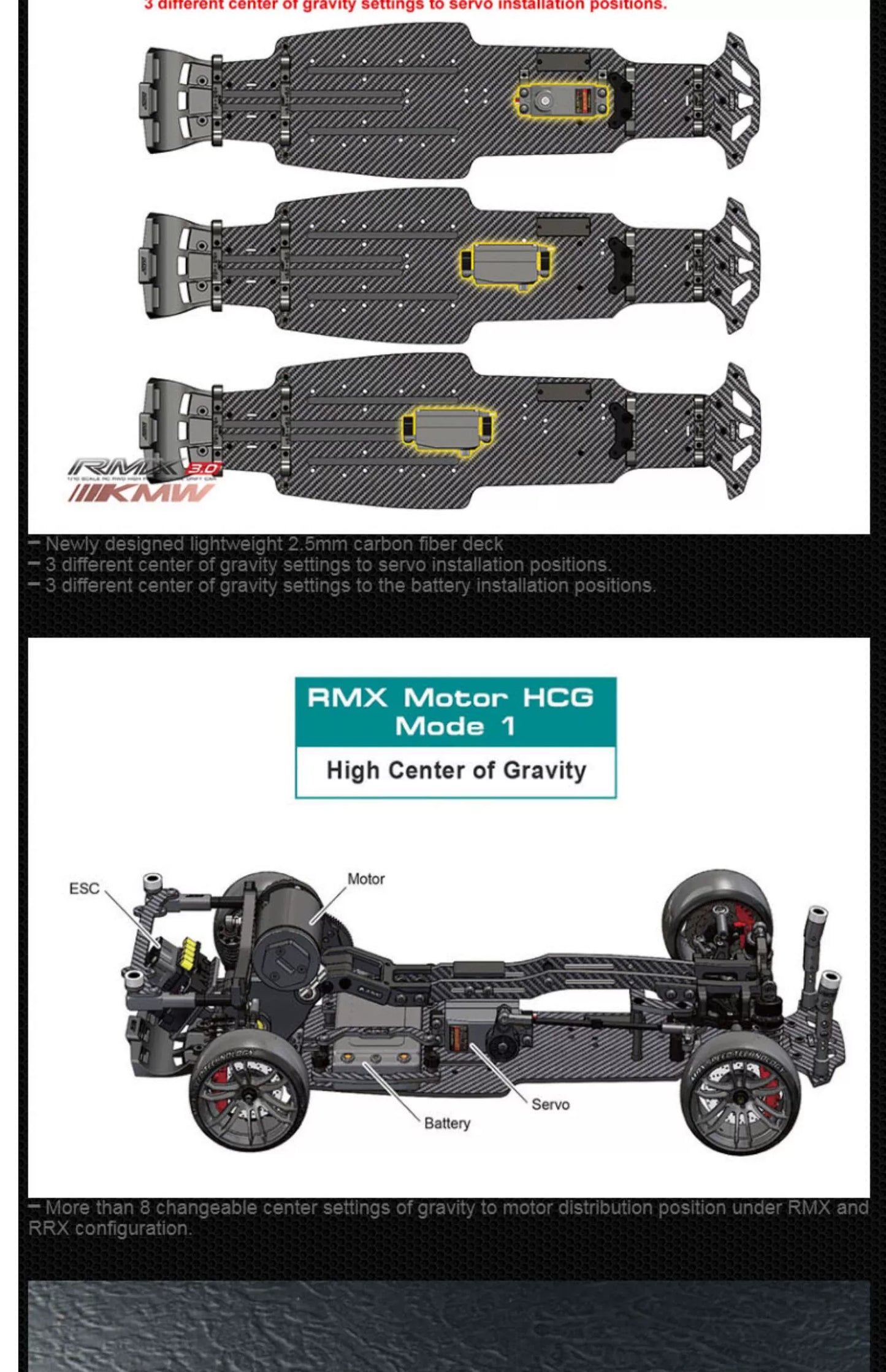 MST RMX3.0 KMW 1/10 Full OP RRX RC DRIFT CAR Frame 532195BK