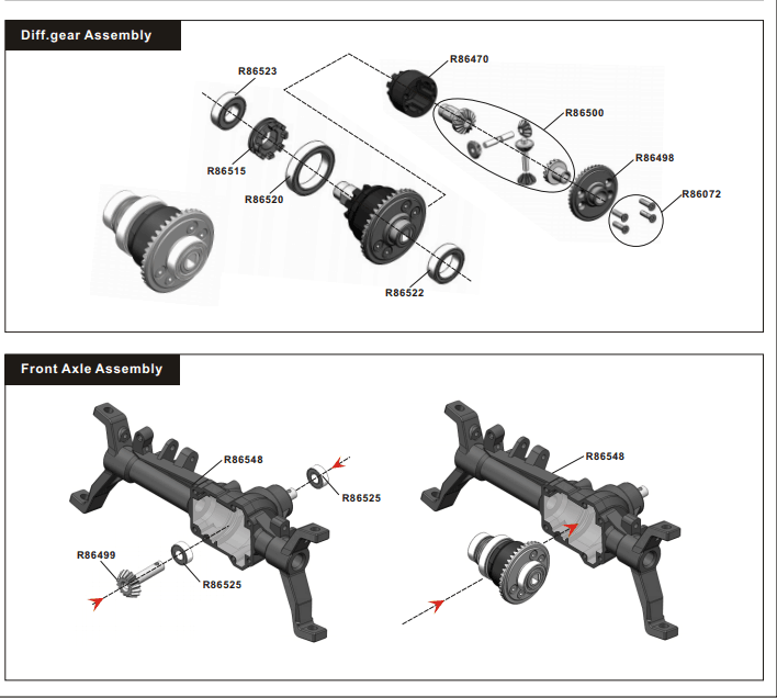 RGT EX86190 1:10 LC76 Rc Car Front and Rear Lock Axle Differential Gear