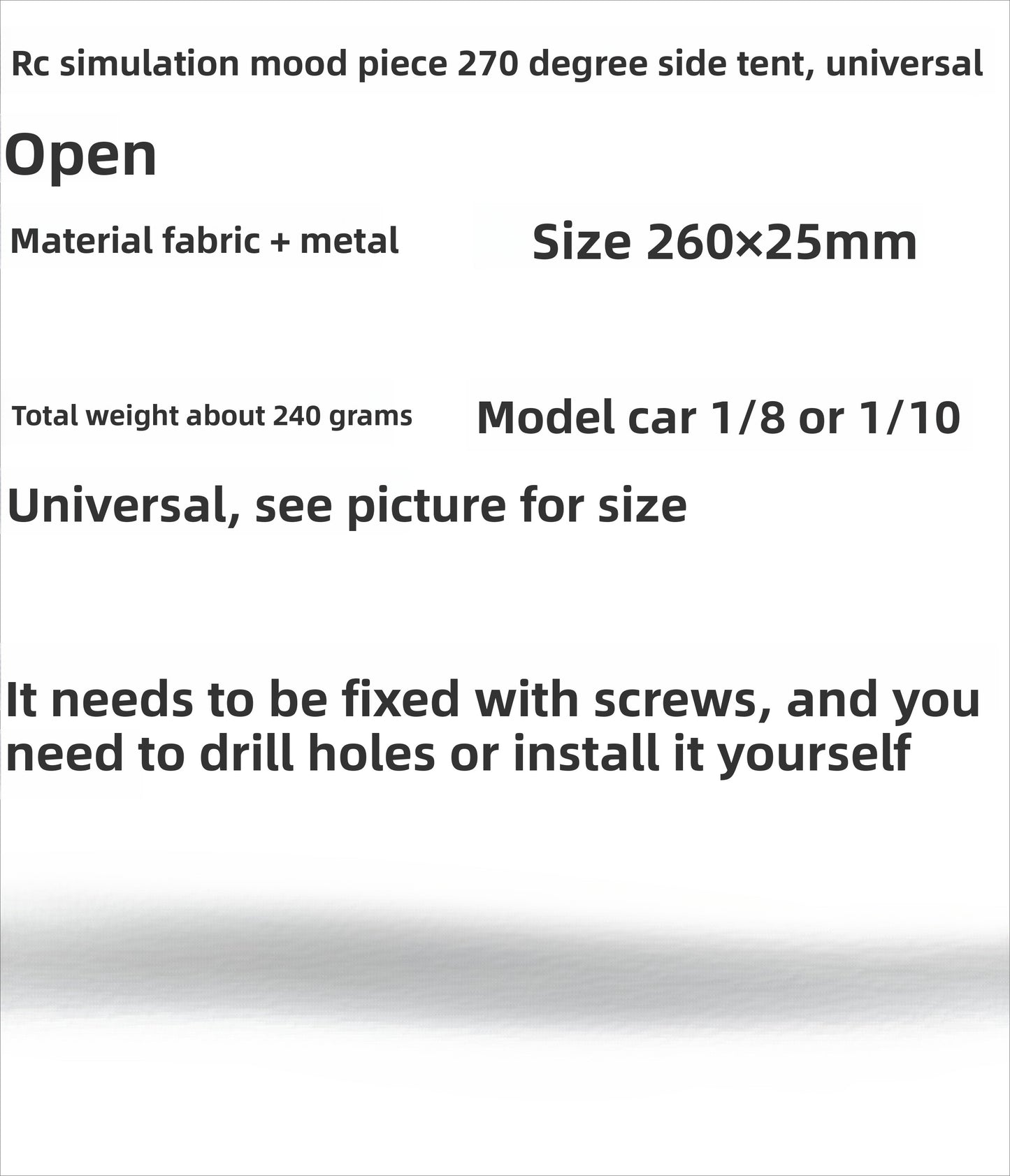 1/10 Rc Car Universal 270 Degree Side Tent Model