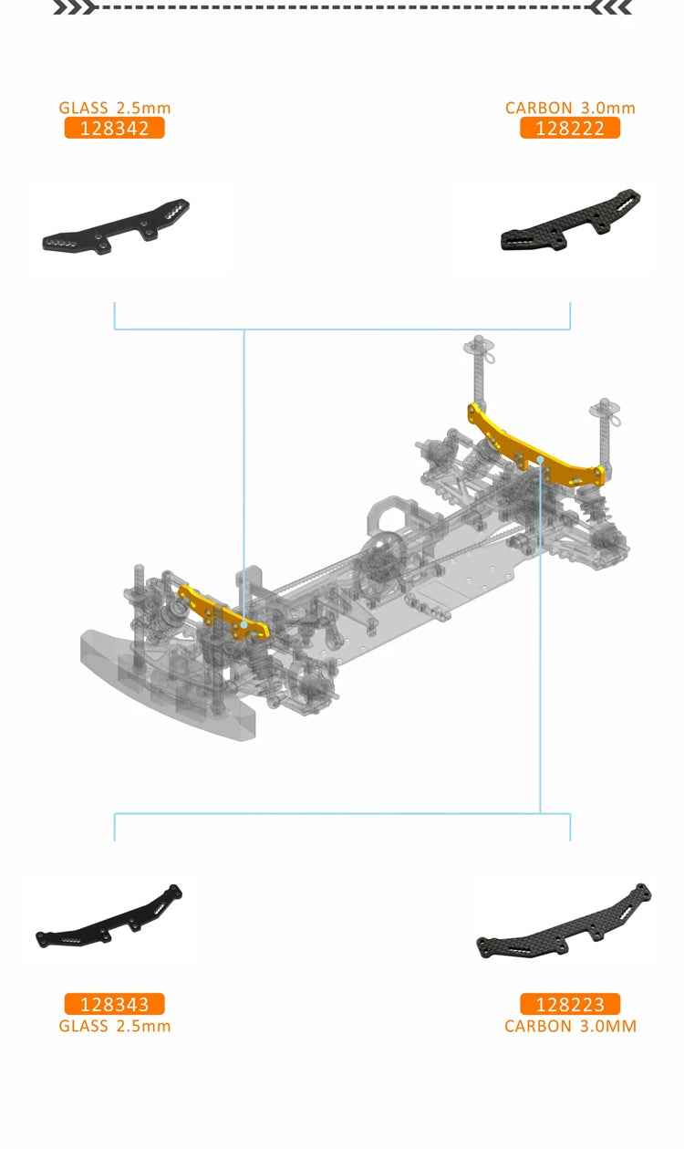 SNRC 1/10 Rc Car R3-G R3-CR3-PRO Center 4WD Belt Carbon Fiber Frame Kit