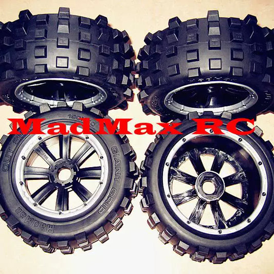 4PCS MadMax Belted Giant Grip  Assembled Wheel Tires for Losi ROVAN 5T NSR 1/5 RC CAR