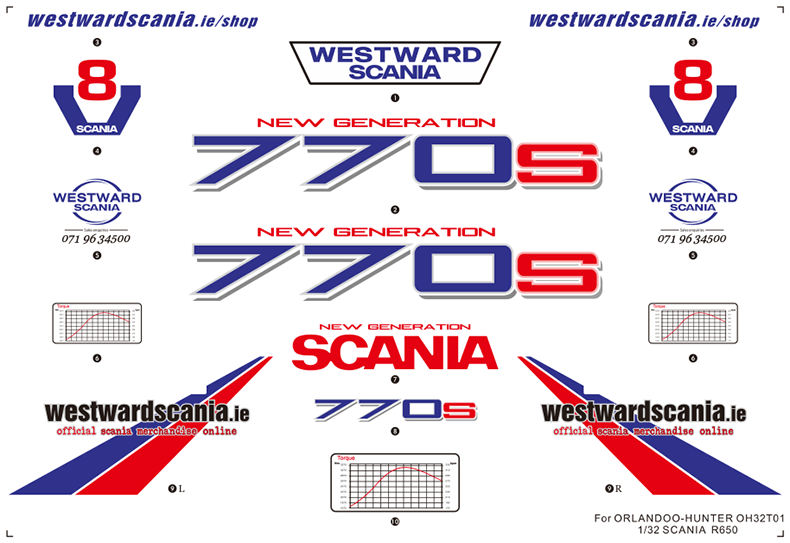 770s Sticker for 1/32 Orlandoo hunter  OH32T01 SCANIA R650 Tractor Model
