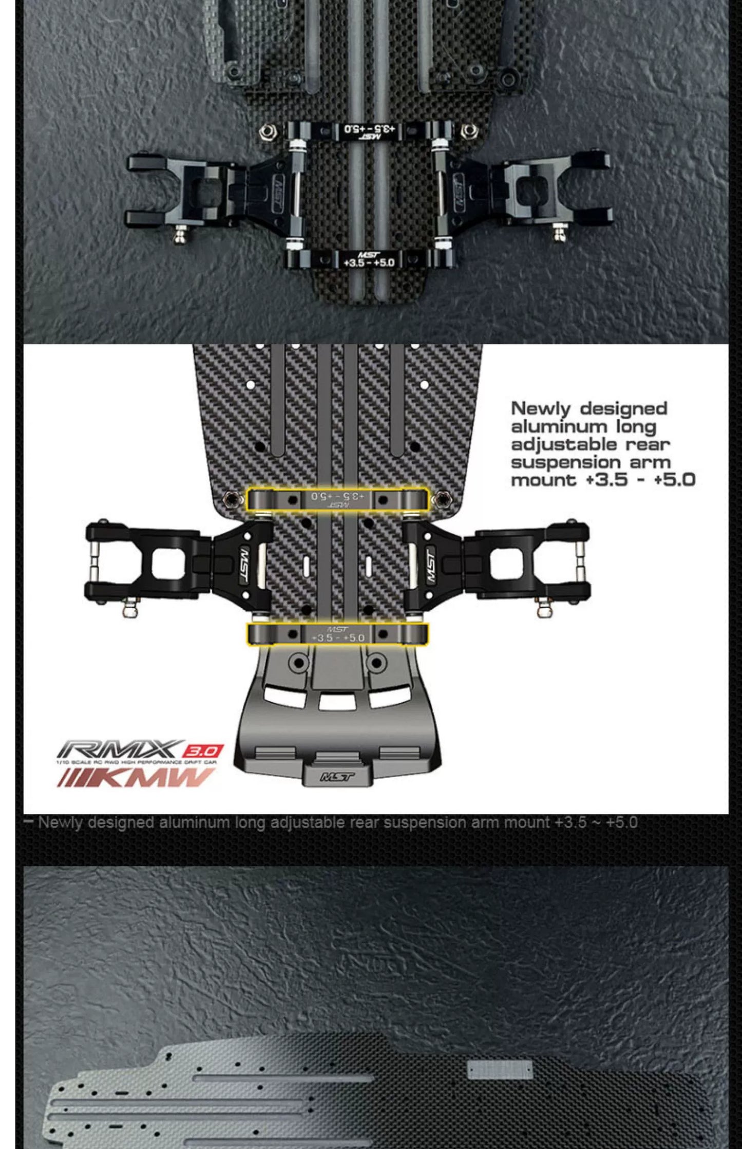 MST RMX3.0 KMW 1/10 Full OP RRX RC DRIFT CAR Frame 532195BK