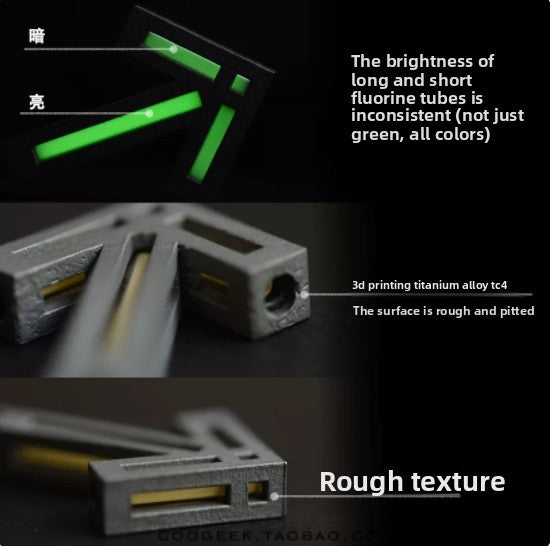 3D Printed Metal Titanium Alloy Arrow Tritium Lamp Self-luminous for 25 Years