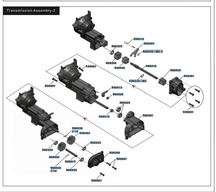 RGT EX86190 1/10 LC76 Rc Car Gearbox Gear Shaft Anti-skid Parts