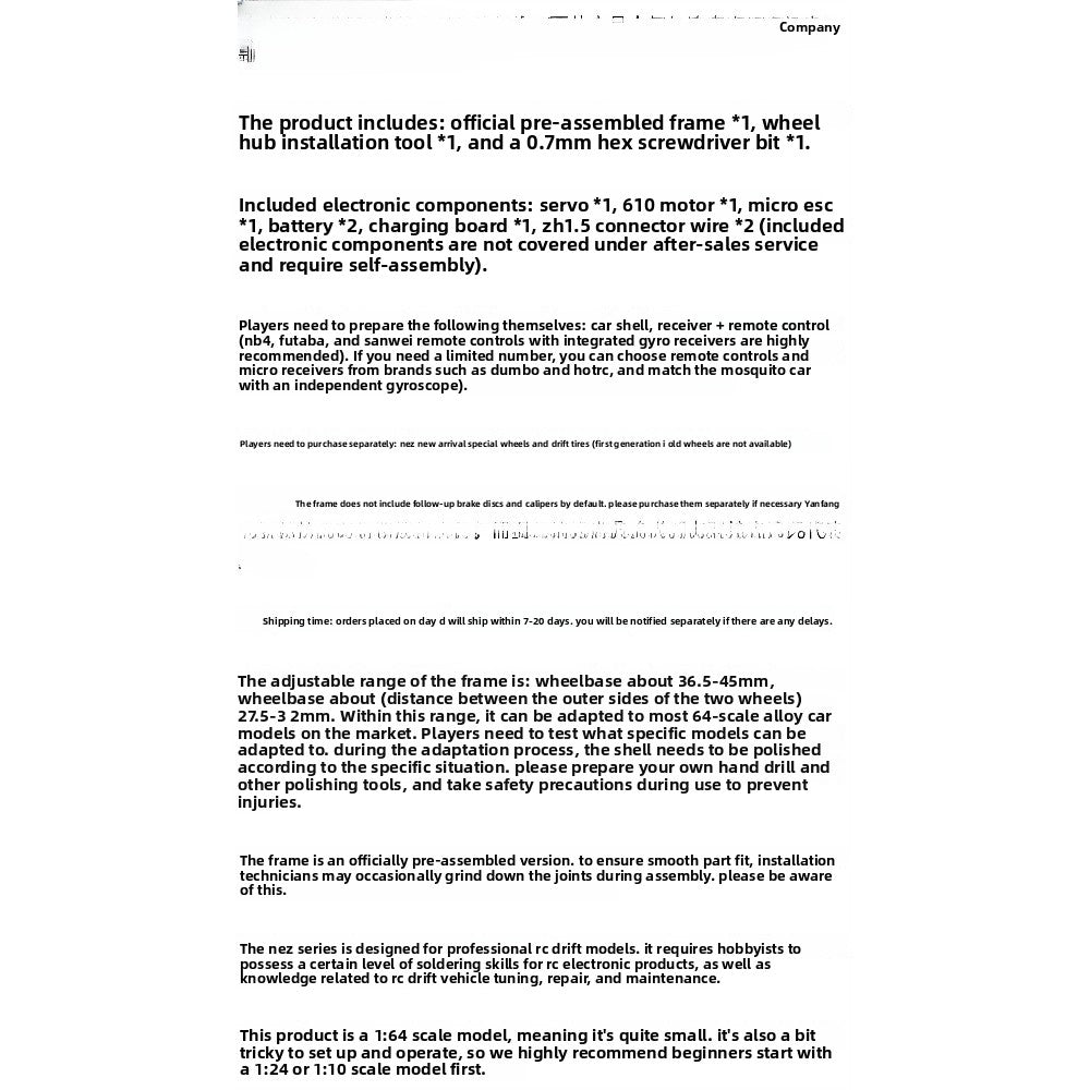 DMRACING NEZ-R 1/64 RWD RC DRIFT CAR Preassembled Frame