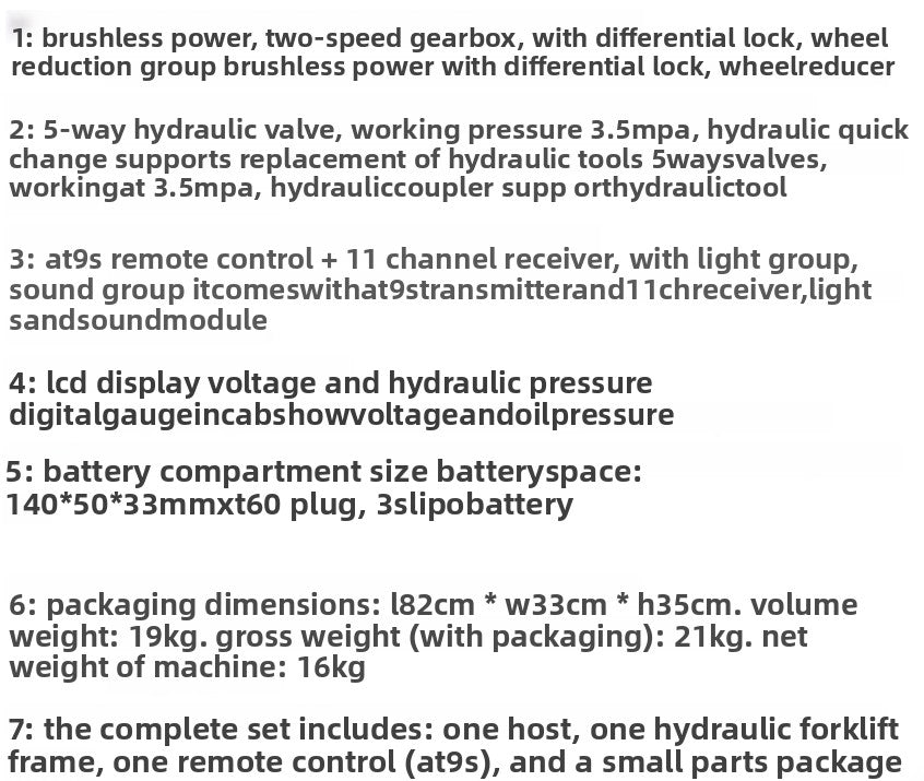 MTRC 1/14 RC All-Metal Hydraulic Brushless Engineering Forklift Loader WITH Sound LIGHT RTR