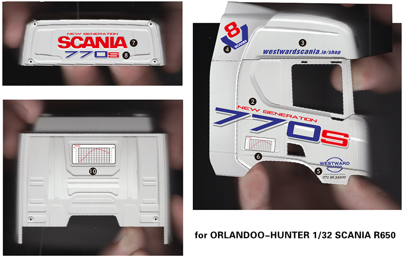 770s Sticker for 1/32 Orlandoo hunter  OH32T01 SCANIA R650 Tractor Model