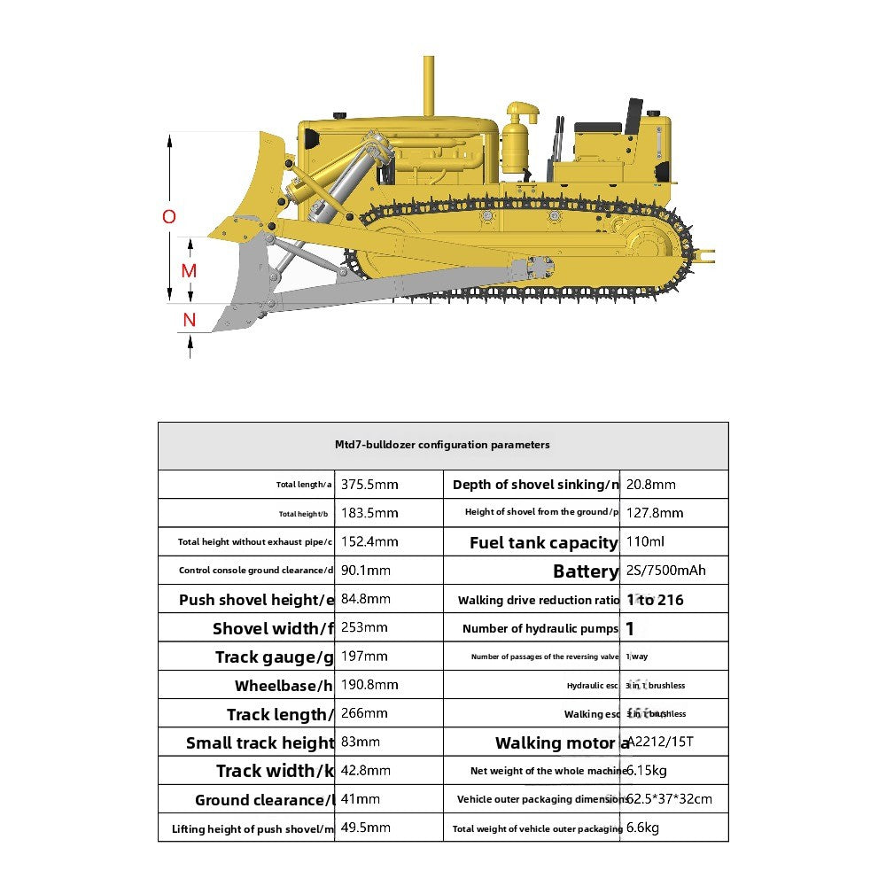 1/14 D7 RC Metal Hydraulic Track Bulldozer RTR